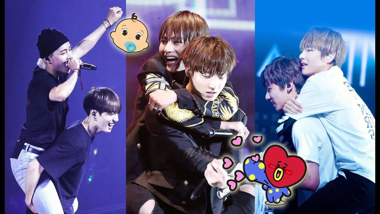 How Jungkook carry Taehyung as a Baby [ Vkook / Taekook piggyback ]