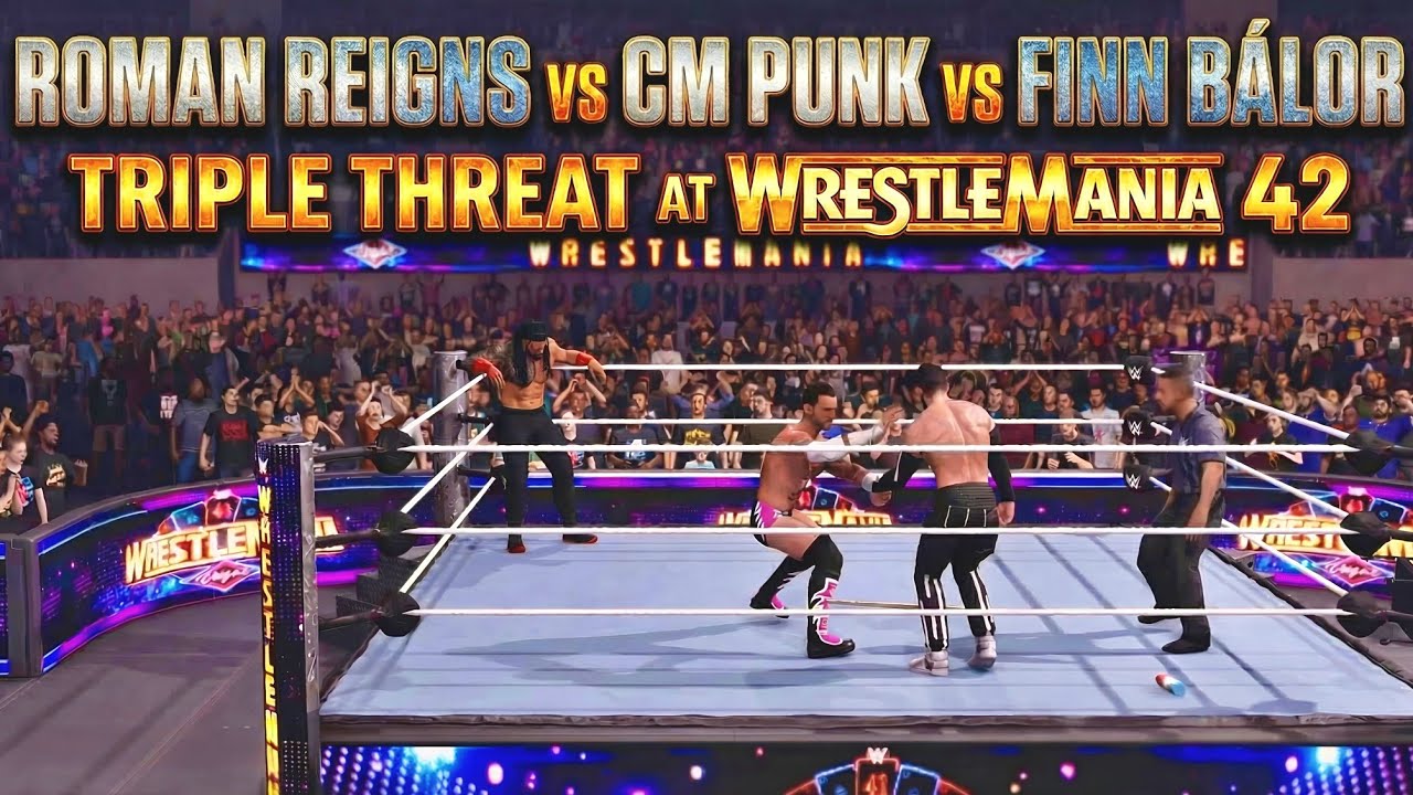 Roman Reigns vs CM Punk vs Finn Balor WrestleMania 42  FULL MATCH WWE 2K25 Gameplay