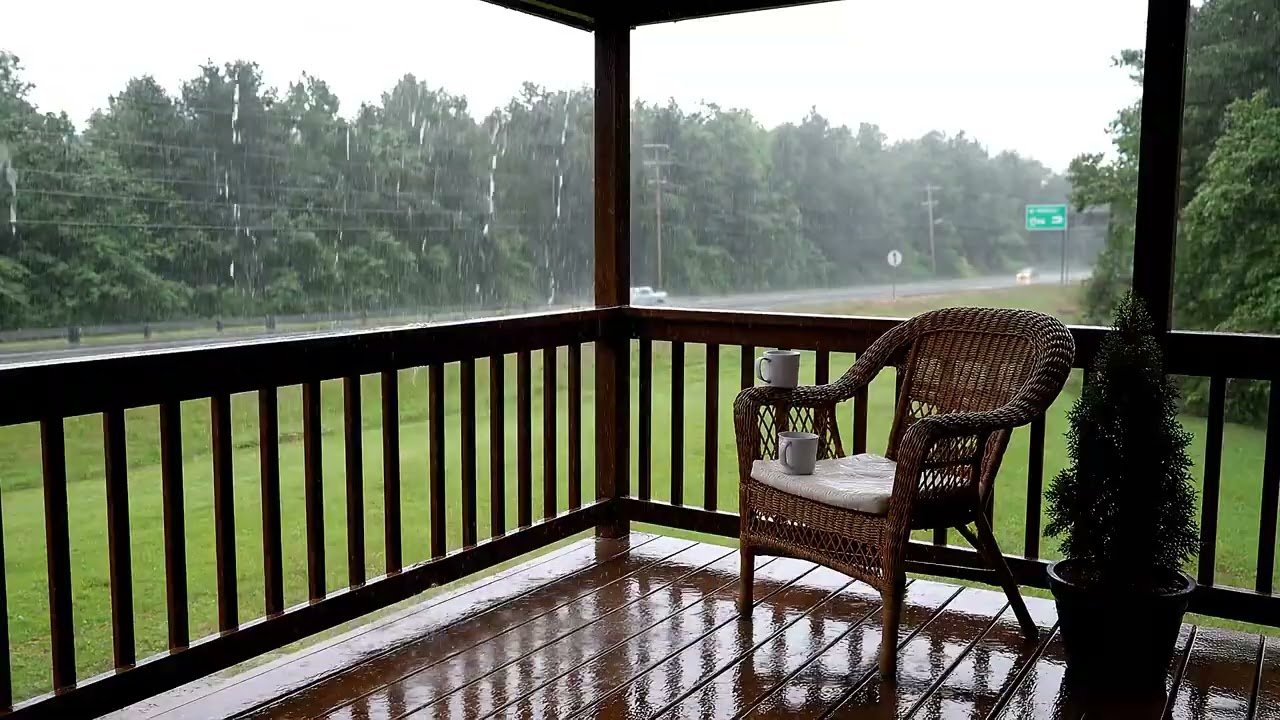 Munising Patio Rain | Highway Ambience 5 Hours
