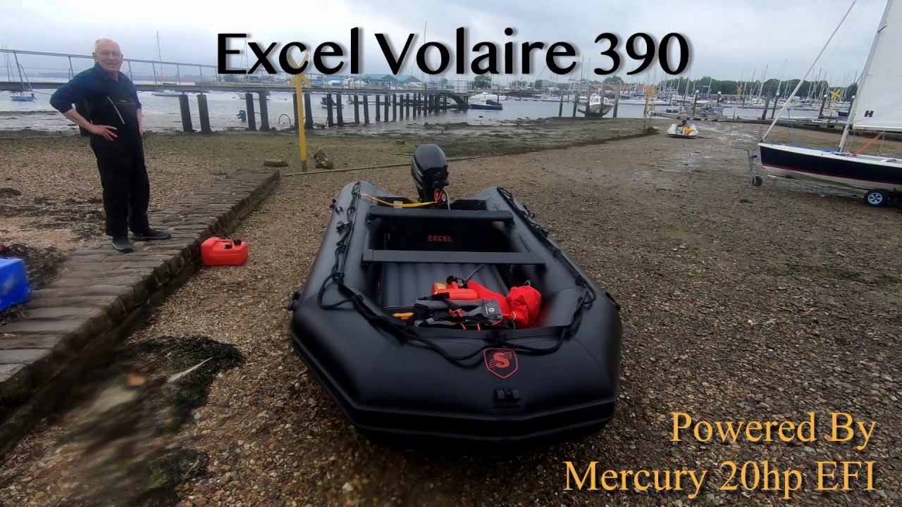 Excel Volaire 390 inflatable boat with Mercury Mariner 20 EFI on the Solent