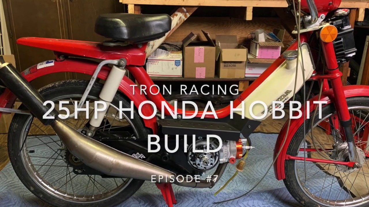 25hp Honda Hobbit Moped Build: Tron Racing Episode #7