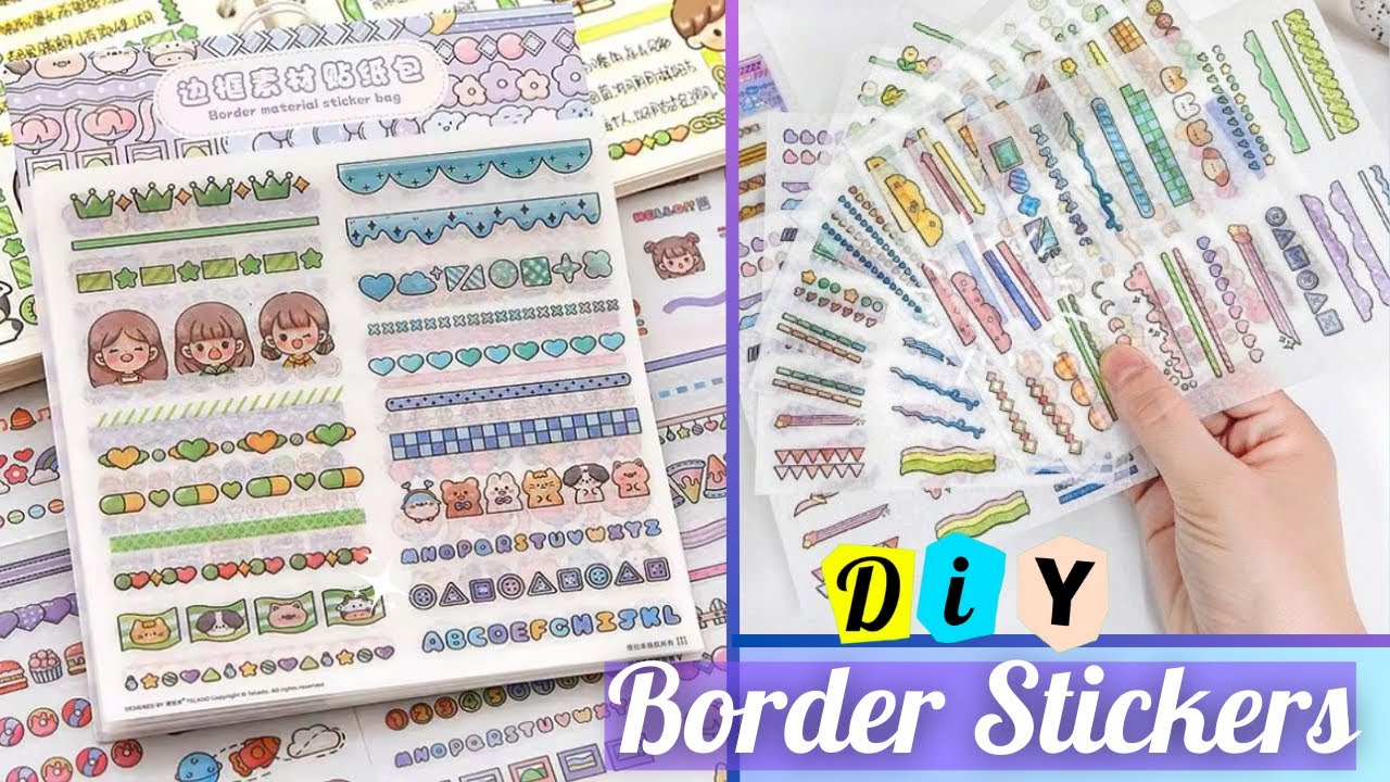 DIY border stickers without double side tape/Sticker paper _ How to make stickers