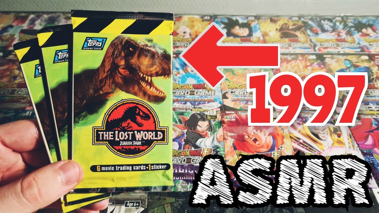 J'ouvre des boosters JURASSIC PARK qui datent de 1997 🦕 😳 ~ ASMR Français