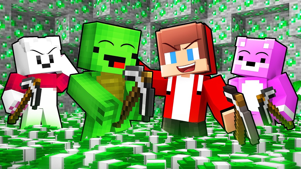 JJ and Mikey Friends Mined 1,000,000 DOLLARS in Minecraft - Maizen