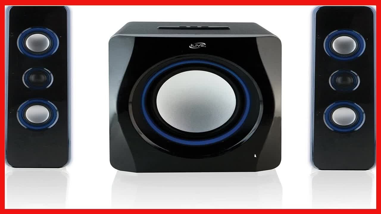 iLive Bluetooth Speaker System with Built-In Subwoofer, 7.28 x 8.86 x 7.28 Inches, Black (iHB23B)