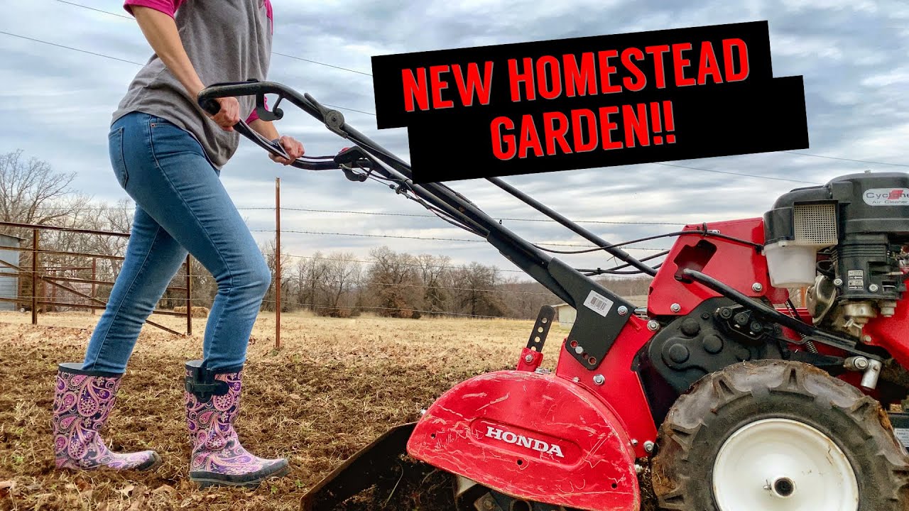 New Garden On the Homestead  - Tilling With a Honda Tiller - Part 1