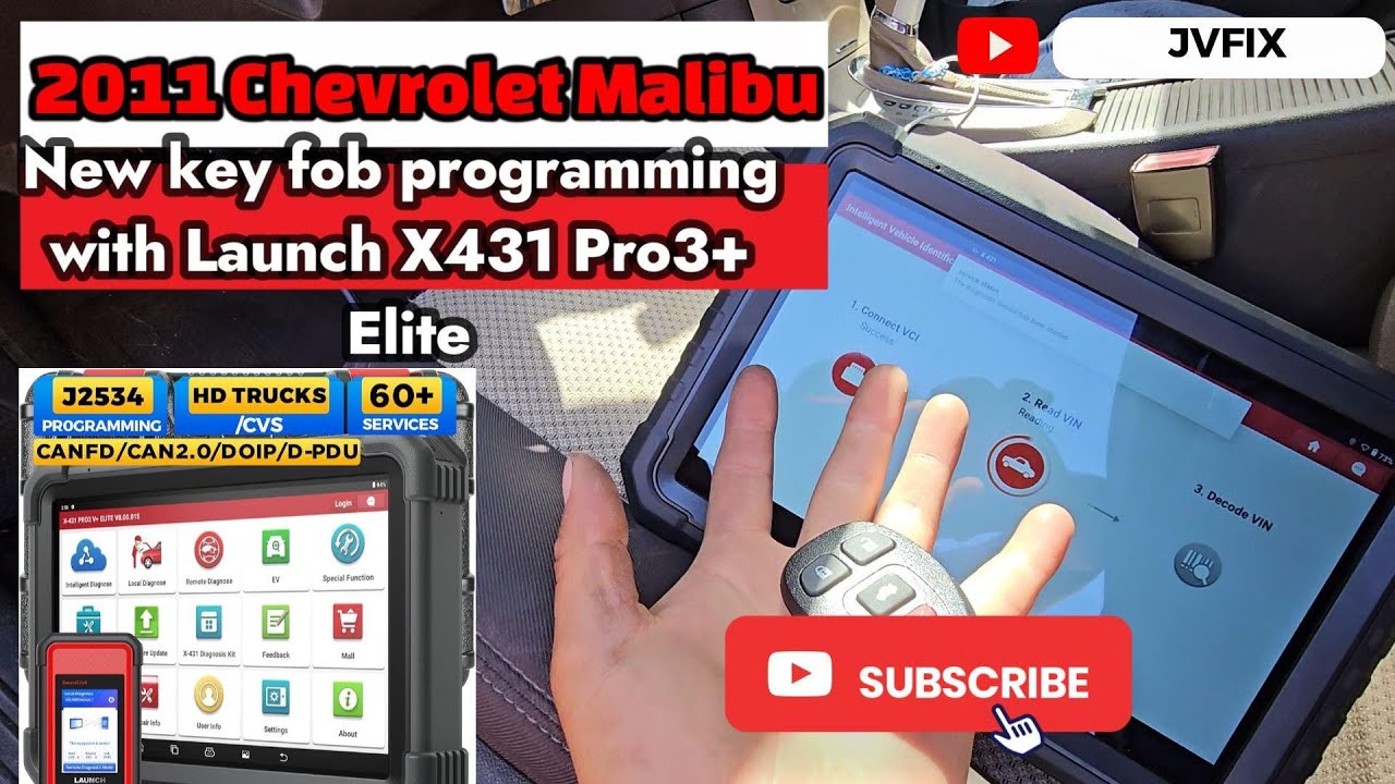 How to program new key fobs with Launch X431 Pro3+ Elite Amazing Scanner! 2011 chevrolet Malibu