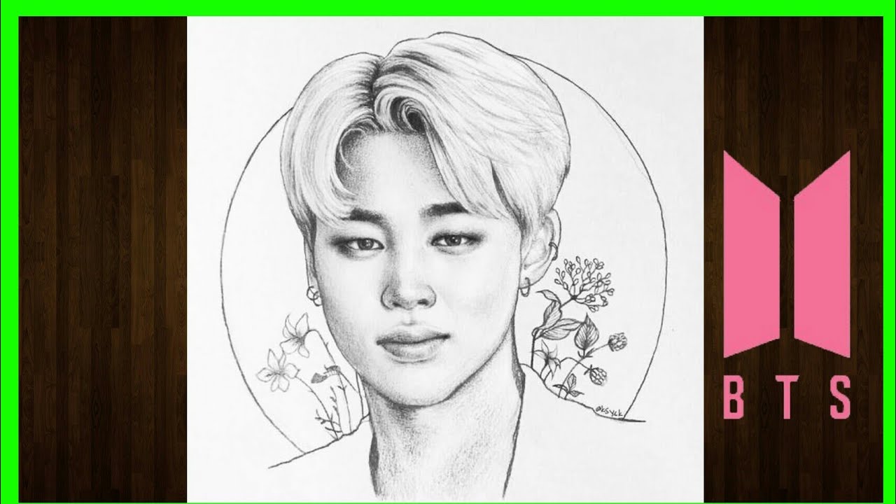 تعلم الرسم | رسم جيمين  بالرصاص خطوه بخطوه للمبتدئين بطريقة سهلة | رسم BTS