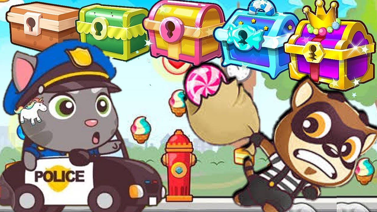 Talking Tom Candy Run Officer Tom Unlocked Max Level All Box All World Gameplay Android ios