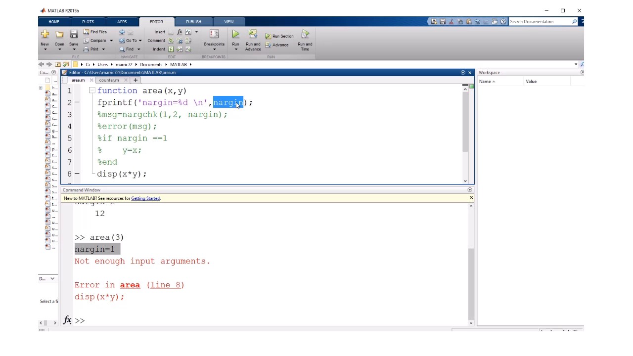Matlab persistent memory and optional arguments