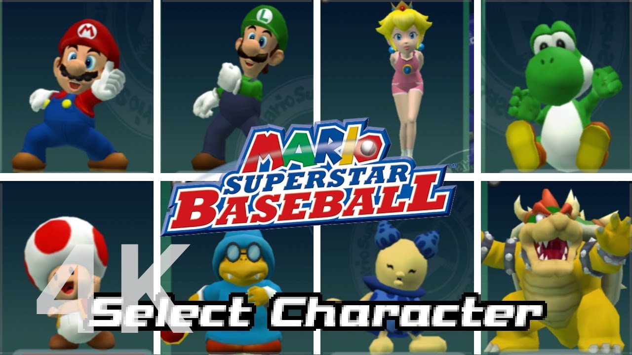Mario Superstar Baseball - All Character Select Animations (4K)
