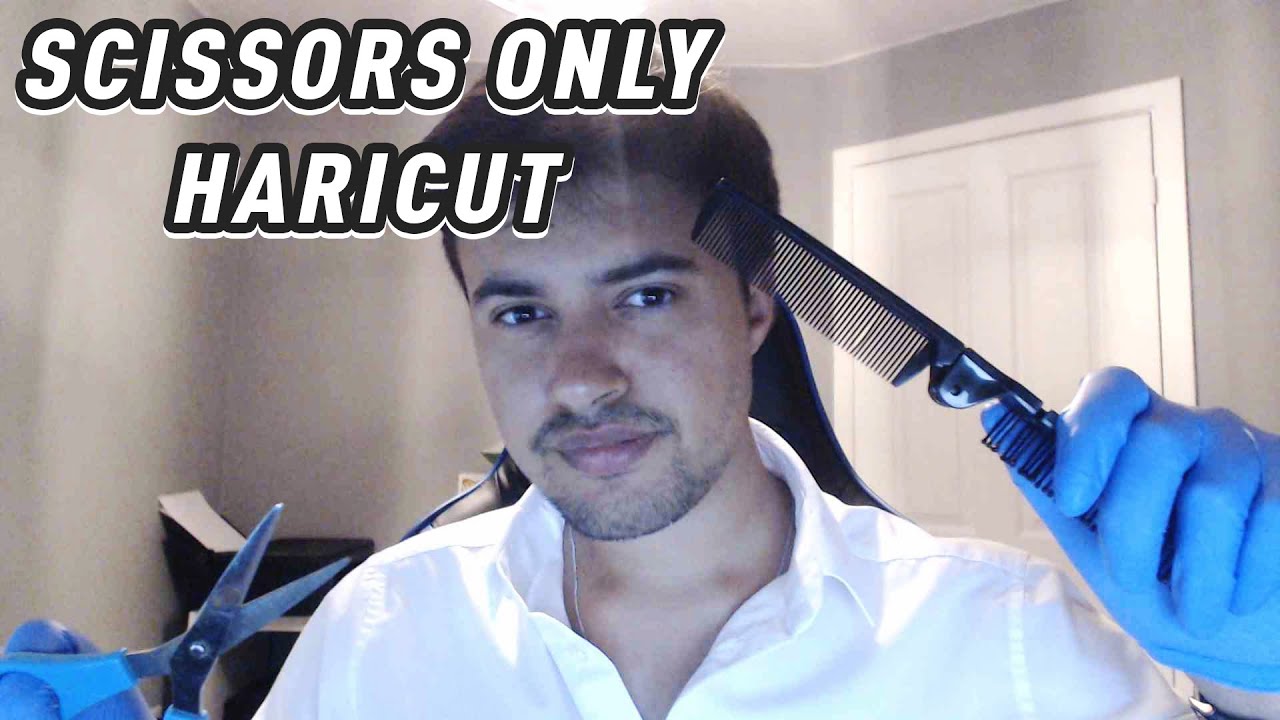 ASMR Scissors Only Haircut Barbershop Roleplay (Scissors, latex gloves, typing, softspoken triggers)