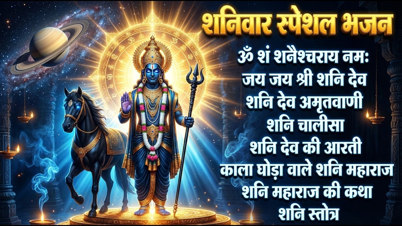 शनिवार भक्ति भजन : ॐ निलांजन समाभासं, हनुमान चालीसा, ॐ हं हनुमंते नमो नमः, बजरंगबाण, शनि चालीसा आरती