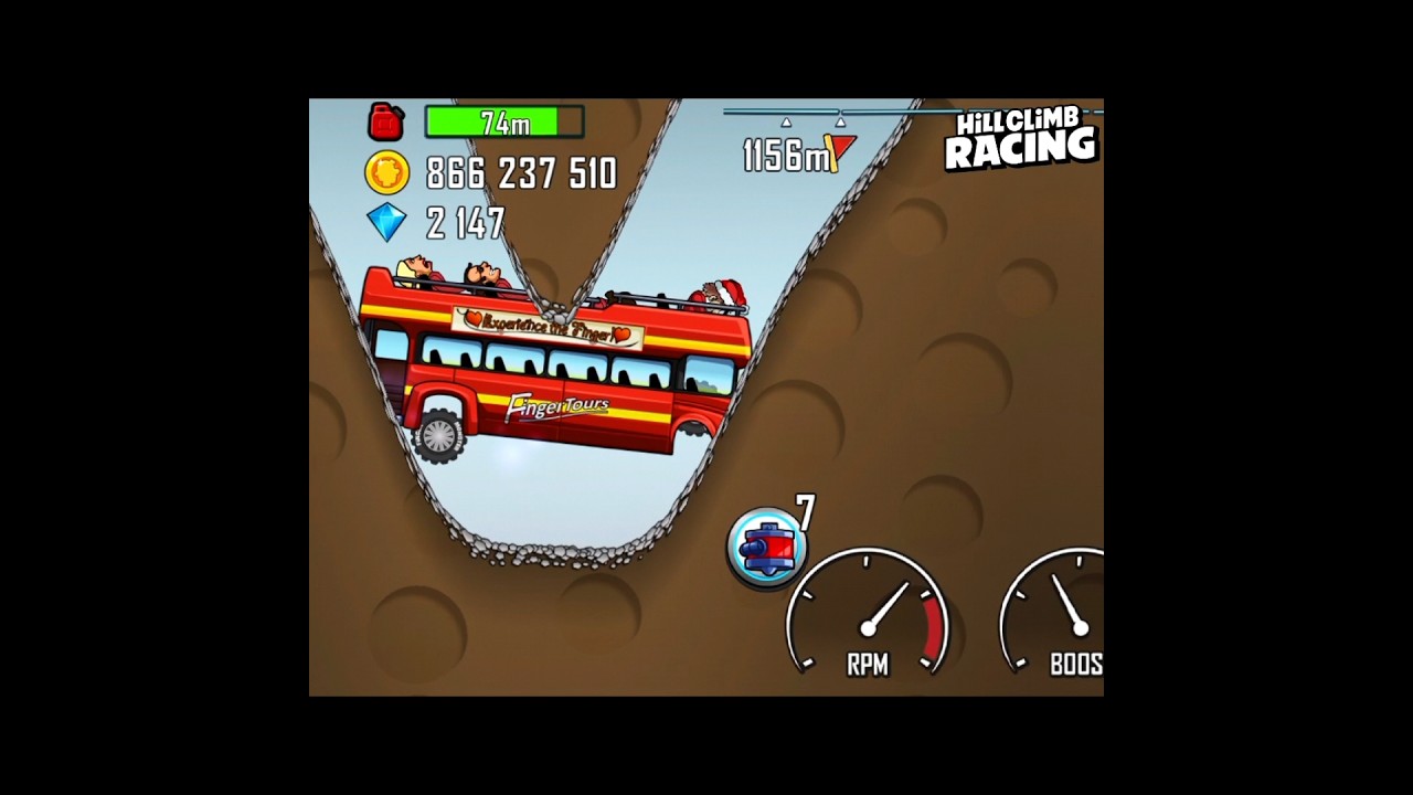 How far can the BUS go in a CAVE ? - HILL CLIMB RACING