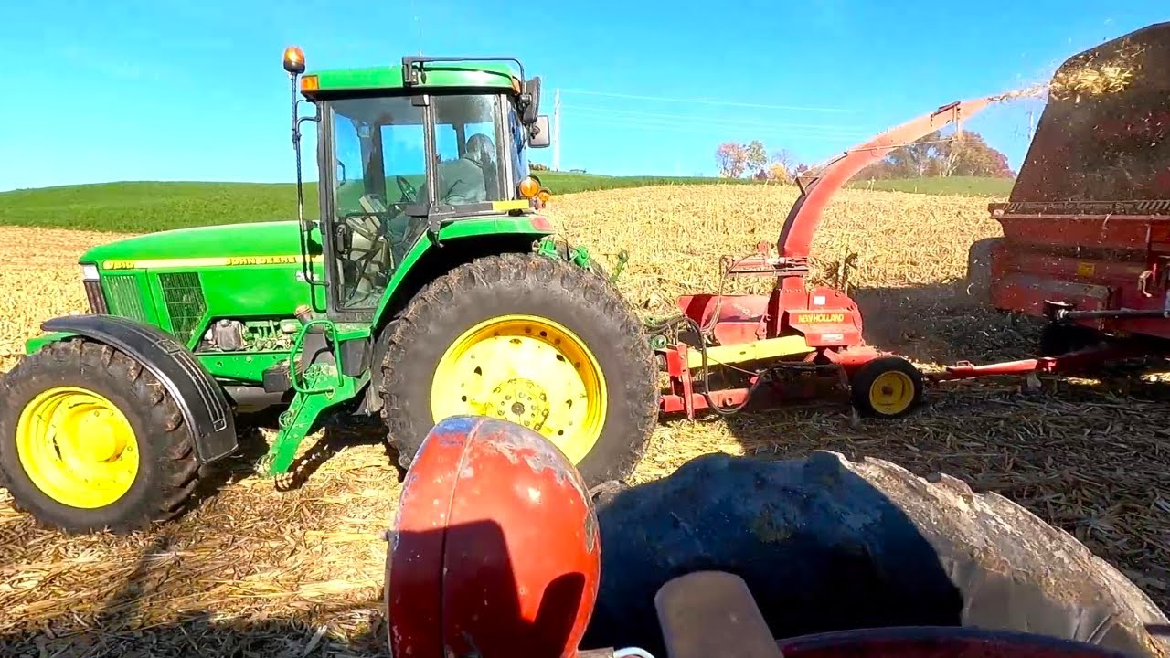 Chopping Corn Stalks For Bedding on A Small Dairy Farm!