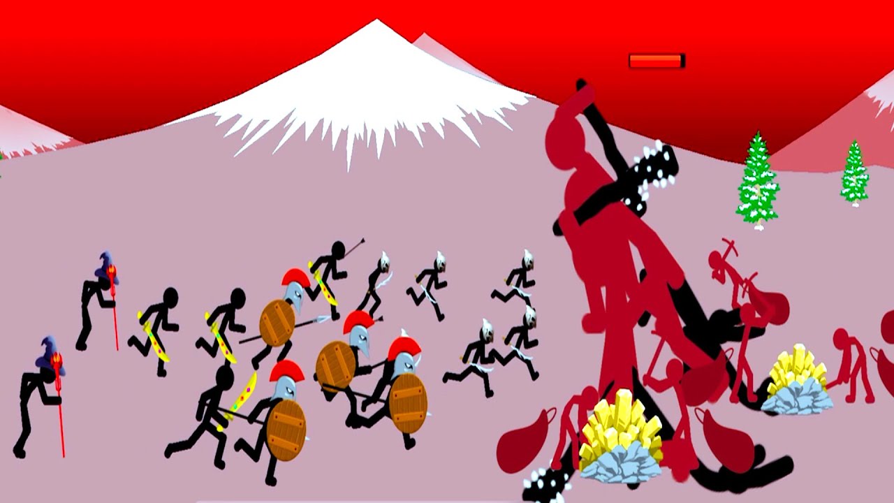 Giant & Tiny stickman war - Black vs red stickman fight 😱