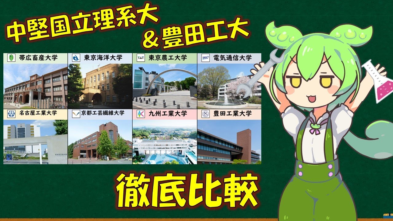 中堅国立理系大&豊田工大を同時比較するのだ（立地・学部・出身地 etc...）