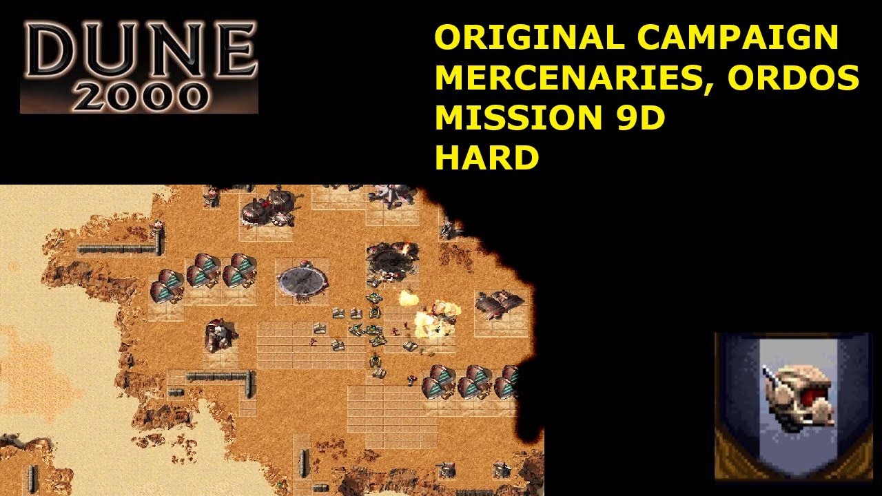 Оригинальная кампания Dune 2000: Наёмники, миссия 9D (сложный уровень) в Ордосе.