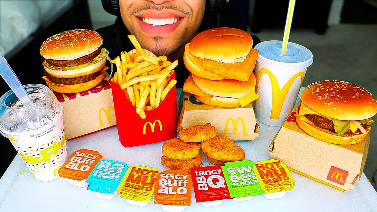 ASMR MCDONALD'S MUKBANG 먹방 CHICKEN NUGGETS BIG MAC BURGERS OREO MCFLURRY JERRY BIG BITES NO TALKING