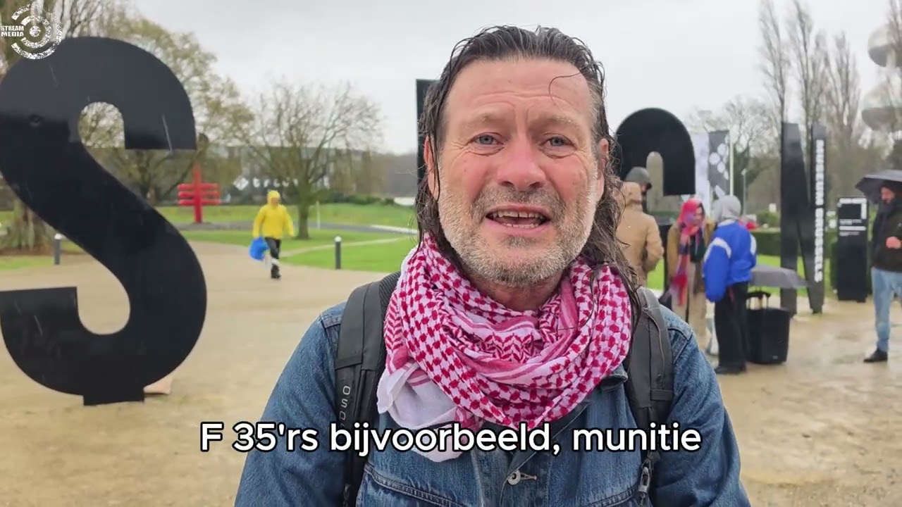 Protest tegen Europese defensiebeurs BEDEX in Brussel.