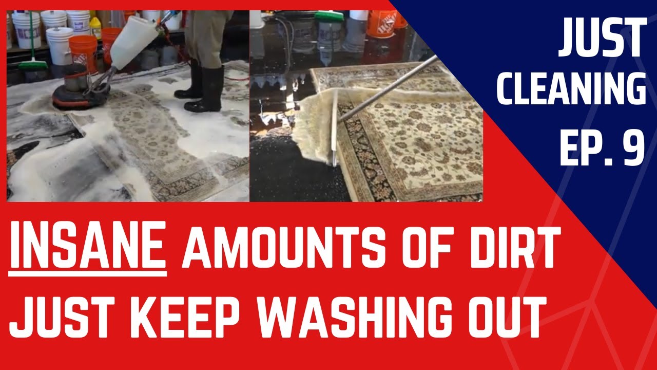 Endless amounts of DIRT keep coming out of this rug! Full wash video | “Just Cleaning” Ep 9
