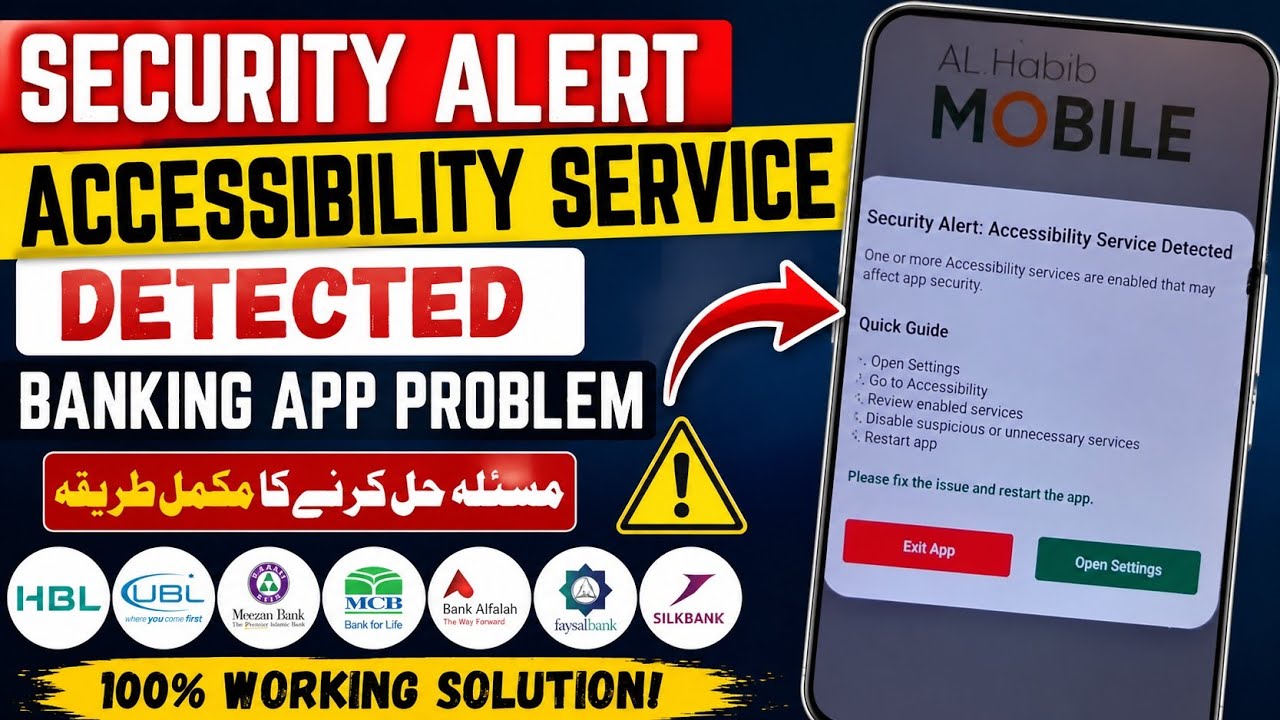 Security Alert Accessibility Service Detected Problem Fix | Banking App Problem Solved