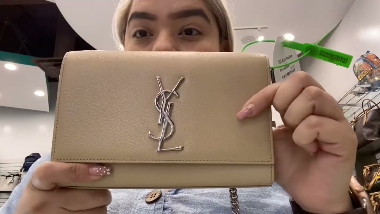 YVES SAINT LAURENT KATE MEDIUM LEATHER CROSSBODY BAG BEIGE | Dallas designer handbags