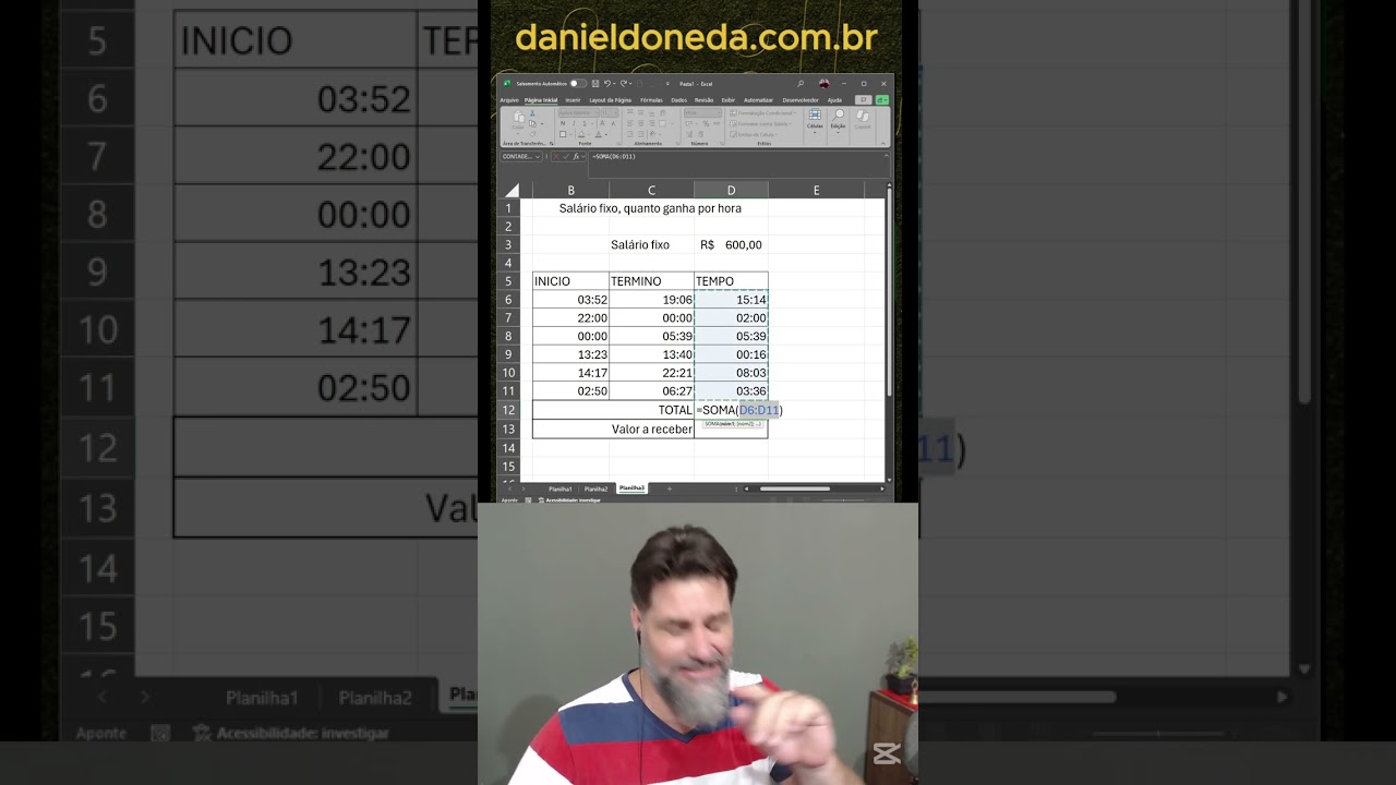 Valor fixo - Como ver o valor que recebo por hora trabalhada #excelparanegocios #dicadeexcel