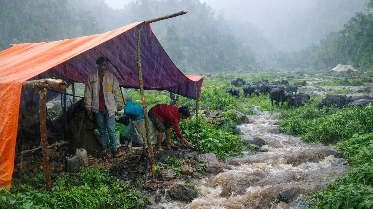 Best Life in A Himalayan Village | During The Rainy Day | Most Relaxing | Shepherd Documentary Video