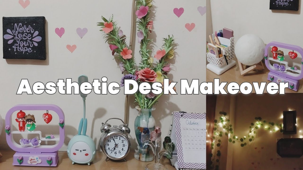 Aesthetic Desk Makeover🌸⚘️ || Minimalist study desk setup || simple and aesthetic