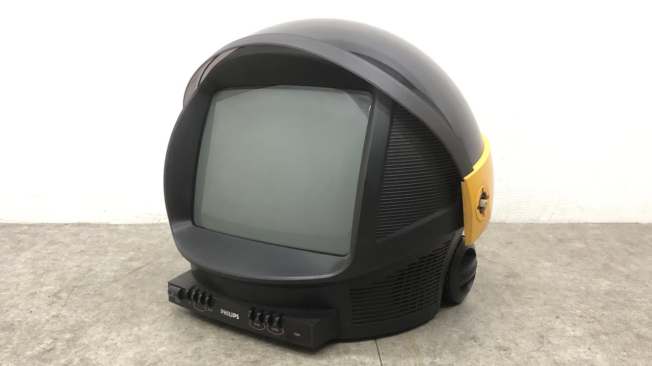 □PHILIPS DISCOVERER TV 14S11B フィリップス ディスカベラ ヘルメット型テレビ スペースエイジ ヴィンテージ 映像出力確認済 □23081001