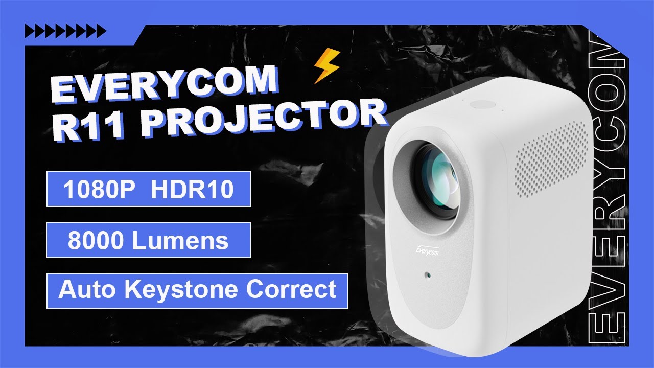Everycom R11 FHD 1080P HDR10 8000 Lumens LED Video Beam Projectors Auto Focus 5G Android Projector