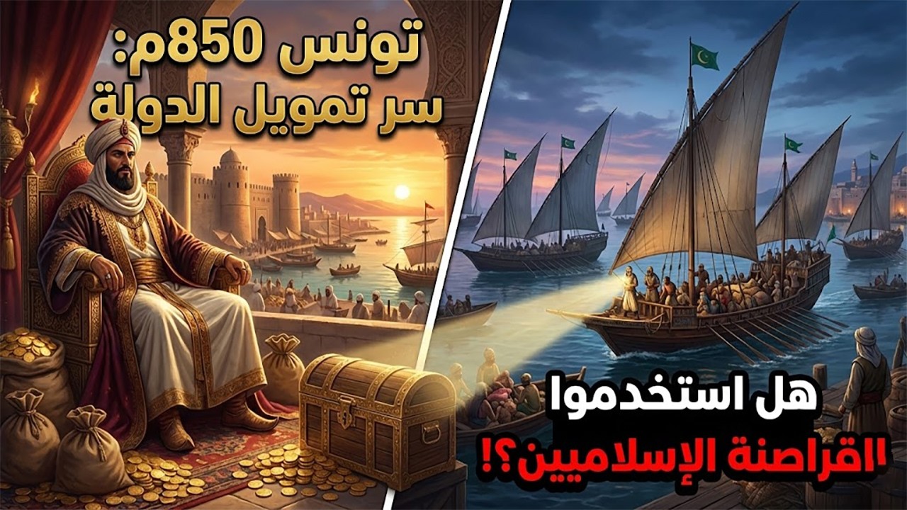 سر الأغالبة 850م: كيف موّل القراصنة الإسلاميون دولتهم في تونس؟ 🤯💰