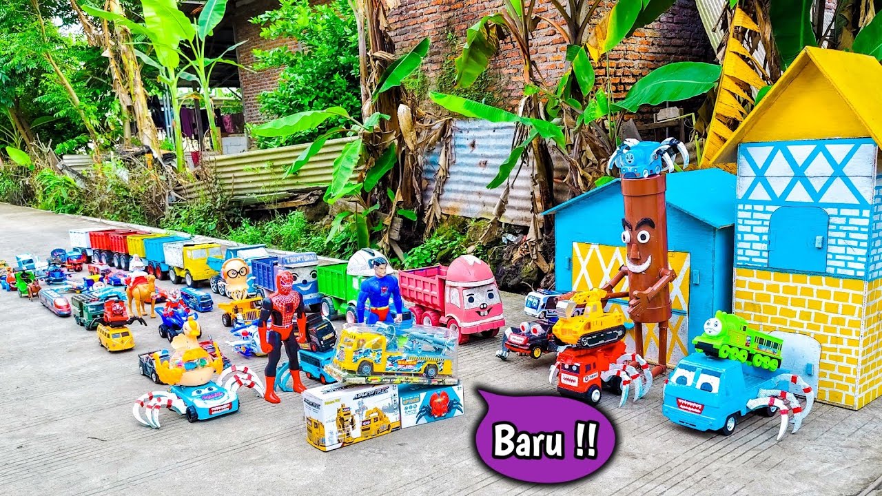 WADIDAW !! Mobil Truk Tronton Panjang Bongkar Mainan Mobil Mobilan Truk Molen, Pesawat, Excavator