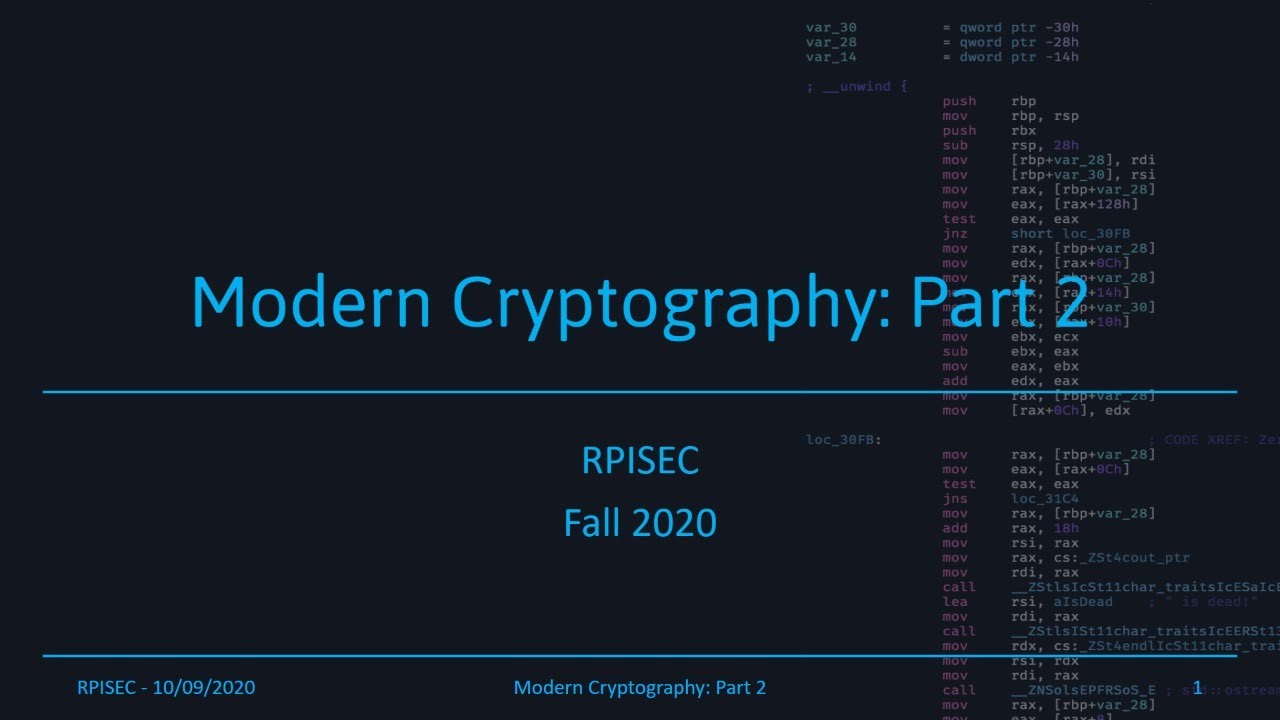 F2020 - Modern Cryptography: Part 2