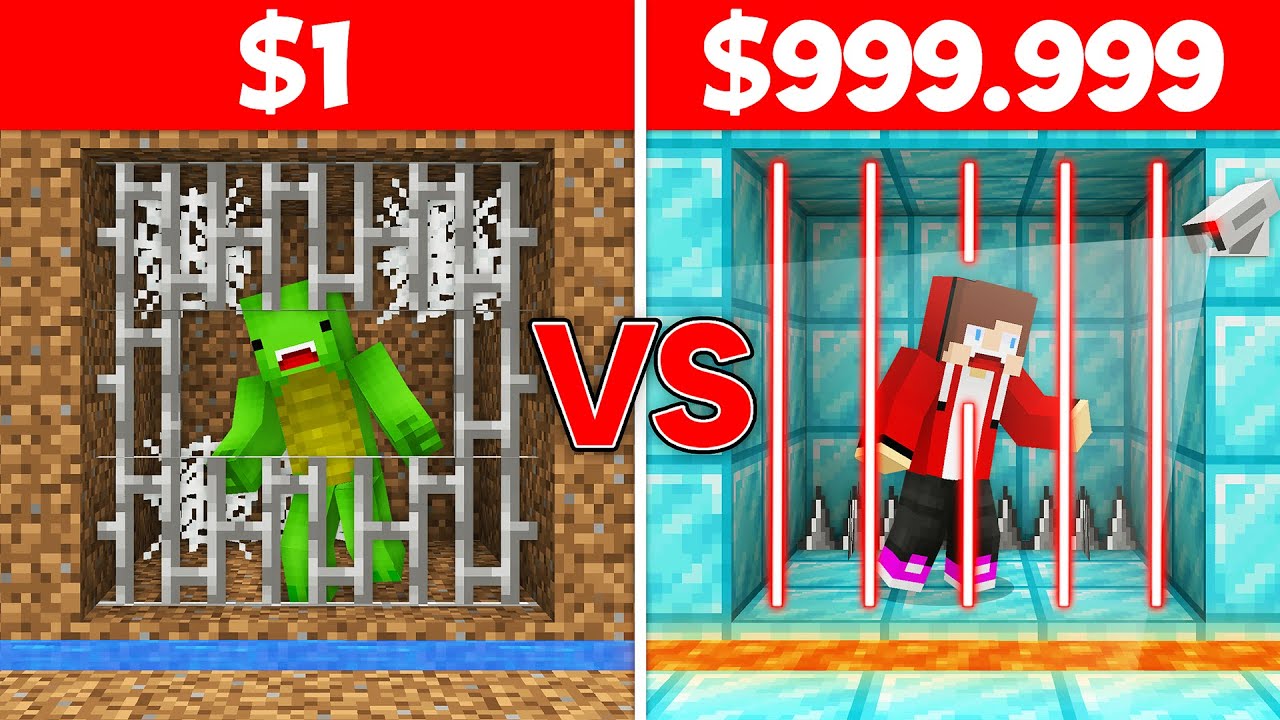 JJ and Mikey $1 vs $99999 PRISON ESCAPE CHALLENGE in Minecraft - Maizen