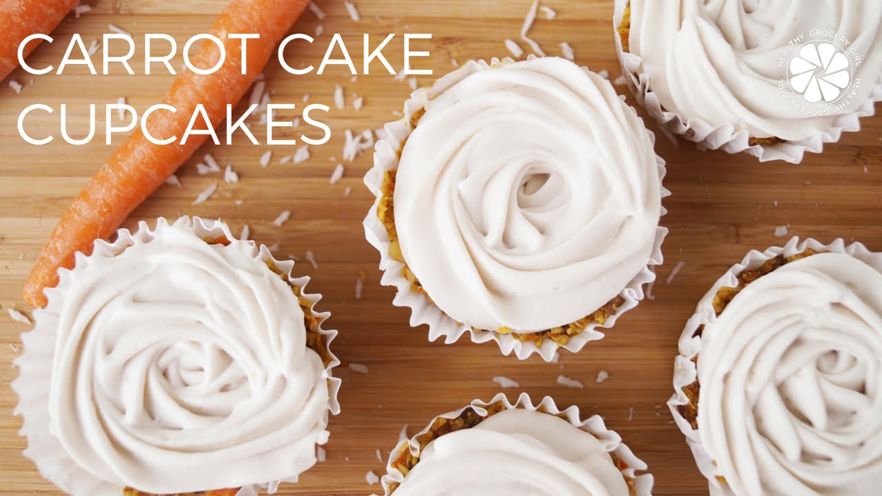 Carrot Cake Cupcakes With Coconut Whipped Cream Frosting | Healthy Grocery Girl