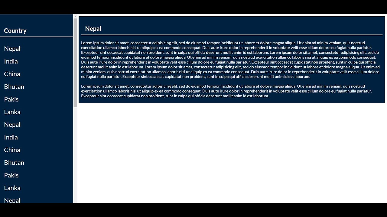 Fixed Sidebar using HTML and CSS