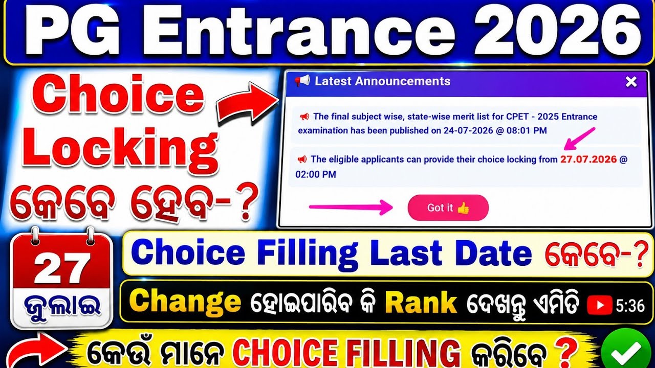 Pg entrance choice filling date release|pg entrance 2026 State wise merit list 