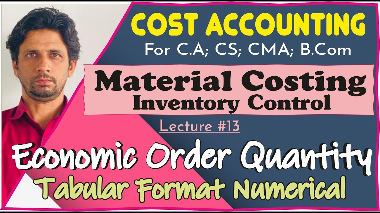 Material Costing |#13| Tabular Method of Calculation of EOQ