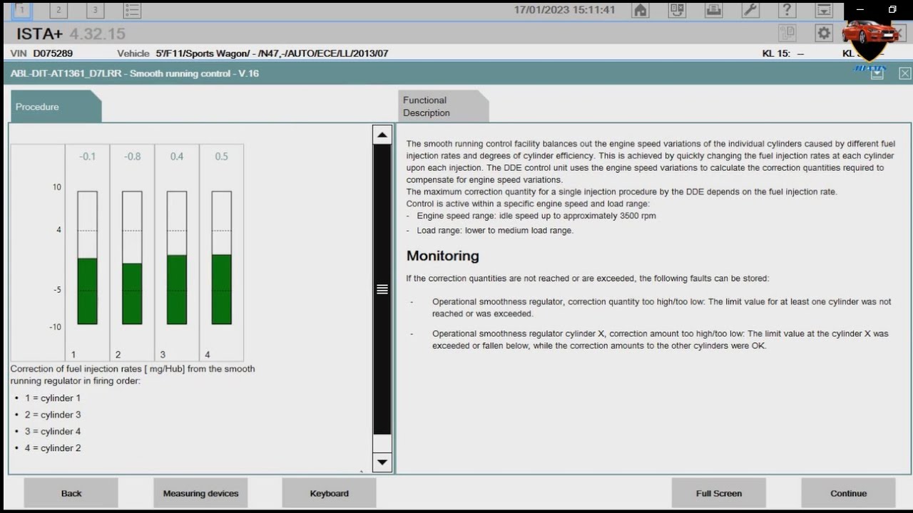 Bmw F10 how to check the values ​​of the fuel injectors with the BMW ISTA diagnostic.