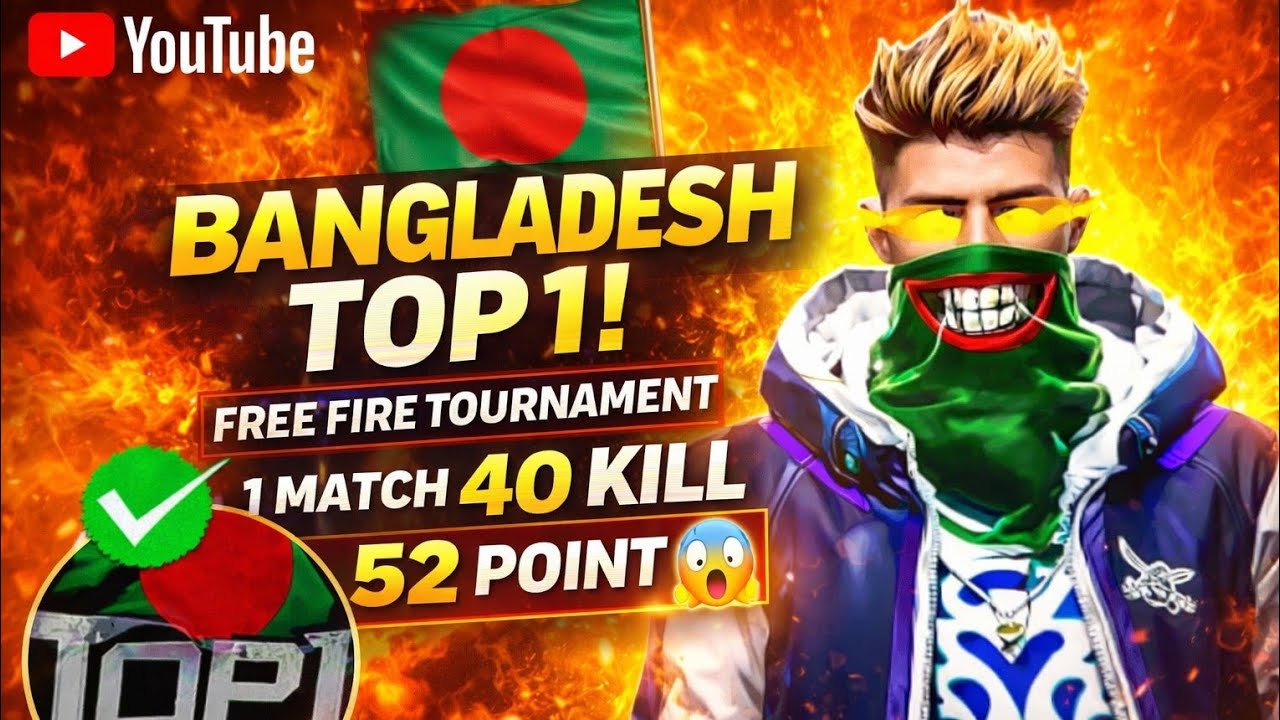 Bangladesh Top 1 Free Fire Tournament 😱 | 1 Match 40 Kill | 52 Point World Record! 🔥