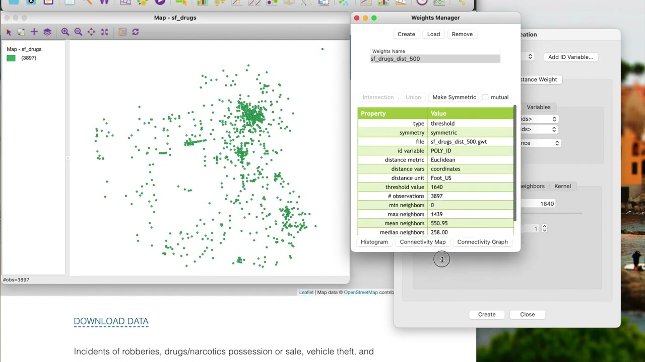 Introducción a GeoDa (parte 8): La creación de matrices de peso por distancia y k-vecinos