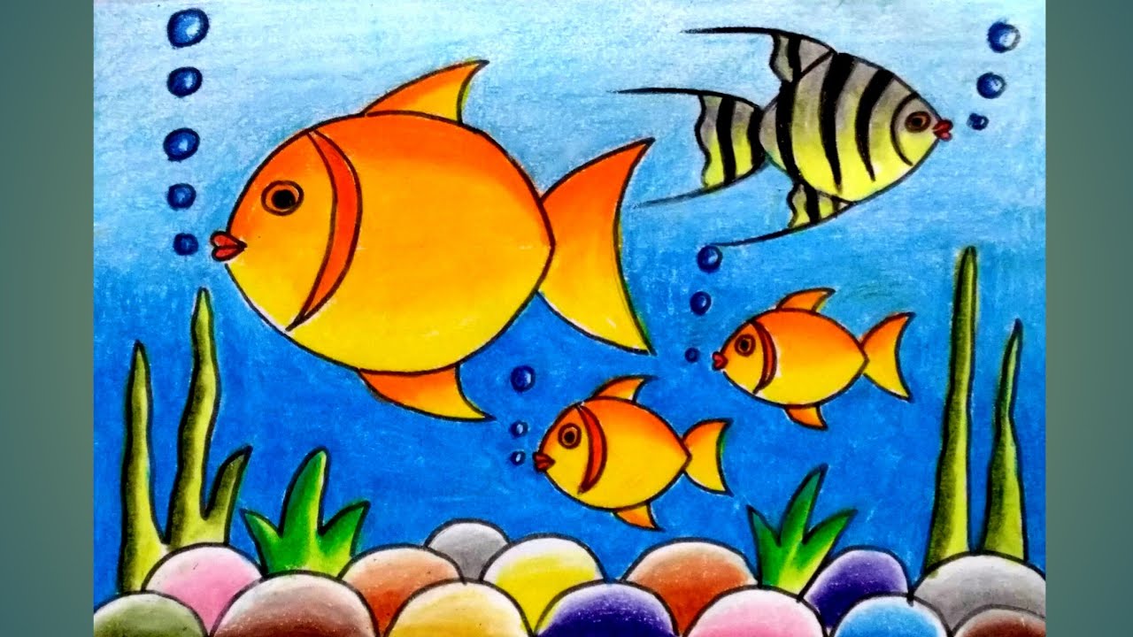 How to draw underwater scenery step by step/Underwater scenery drawing easy