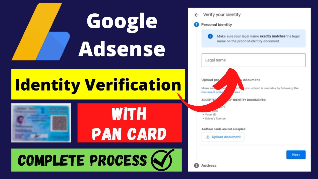 Google Adsense Identity Verification Kaise Karen | Adsense Identity Verification With Pan Card |2022