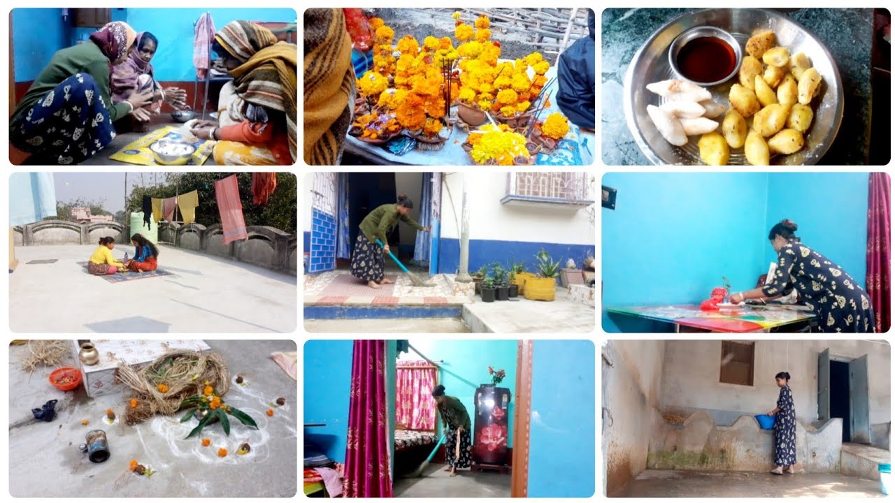 পৌষ সংক্রান্তির দিন ভোর উঠে স্নান সেরে সংসারের সমস্ত কাজ শেষ করে অনেক রকমের পিঠে বানালাম। 