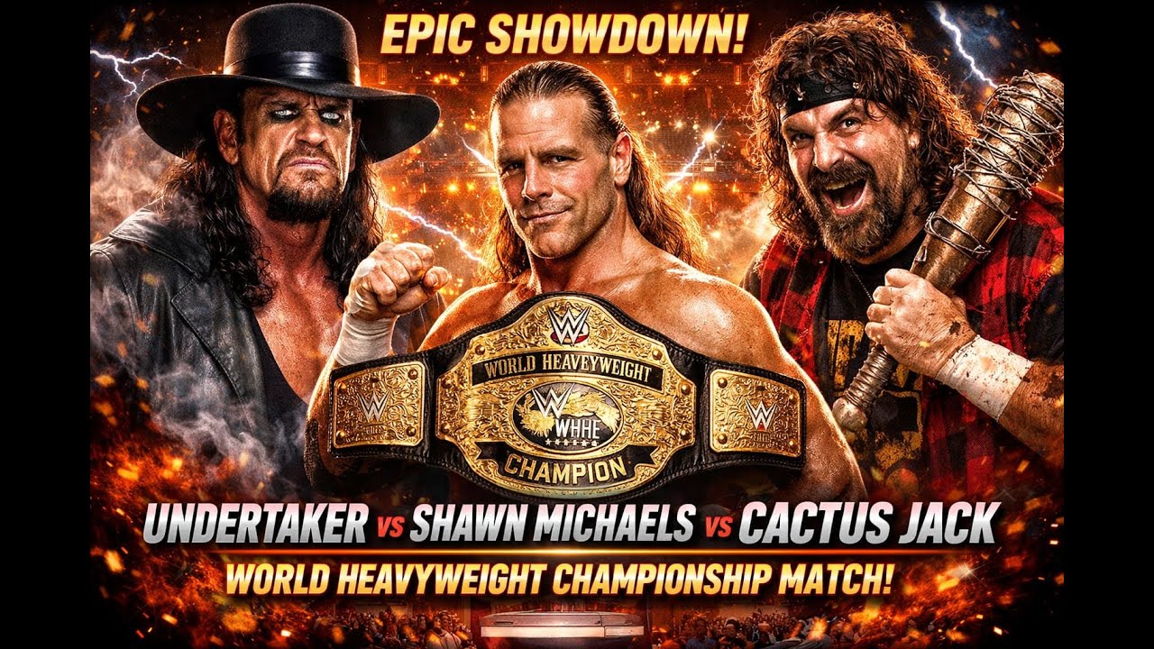 UNDERTAKER V/S SHAWN MICHAELS V/S CACTUS JACK - WORLDHEAVY WEIGHT CHAMPIONSHIP MATCH