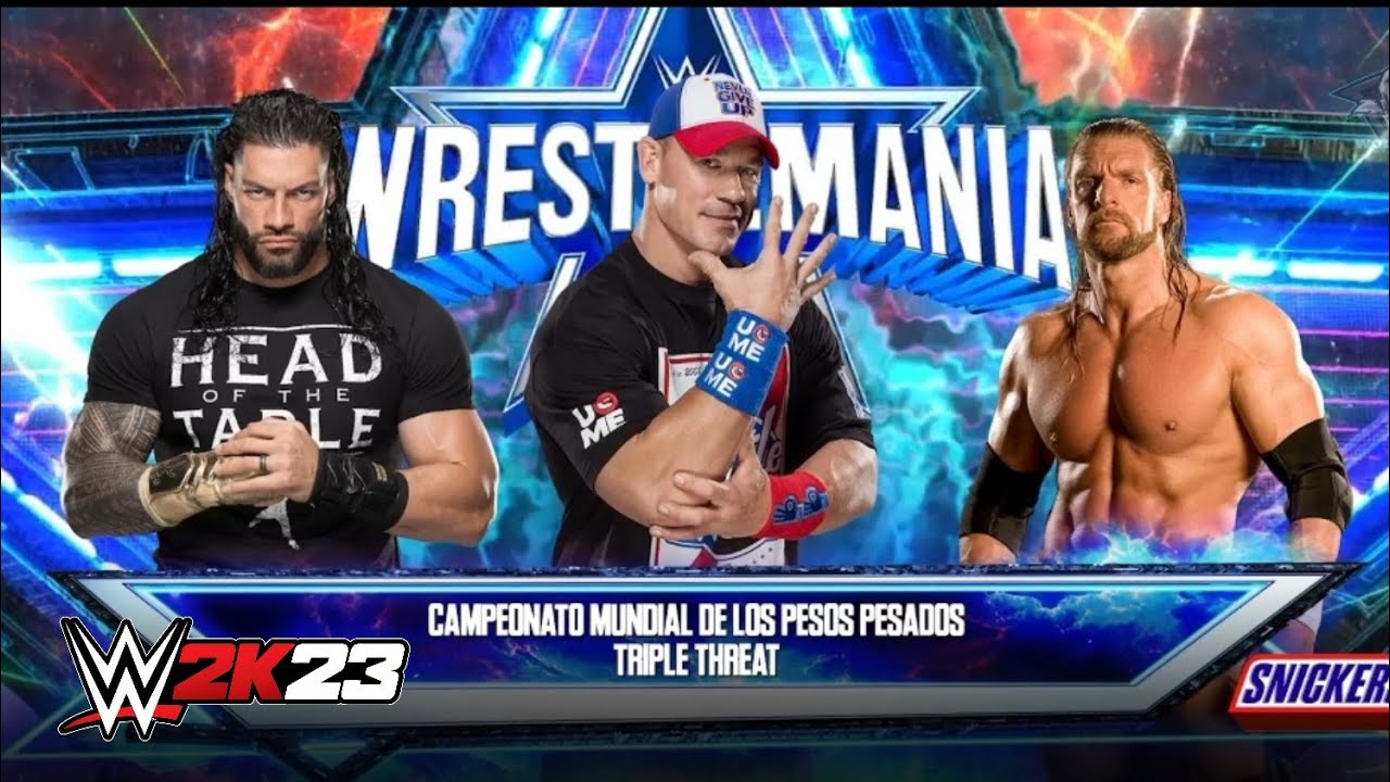 Roman Reigns vs John Cena vs Triple H - Campeonato Mundial Pesado - WWE 2K23