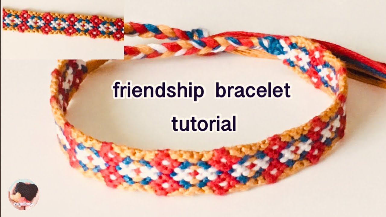 【DIY】friendship  bracelet  tutorial〜4色ミサンガの編み方〜ひし形、エスニック柄、ネイティブ柄