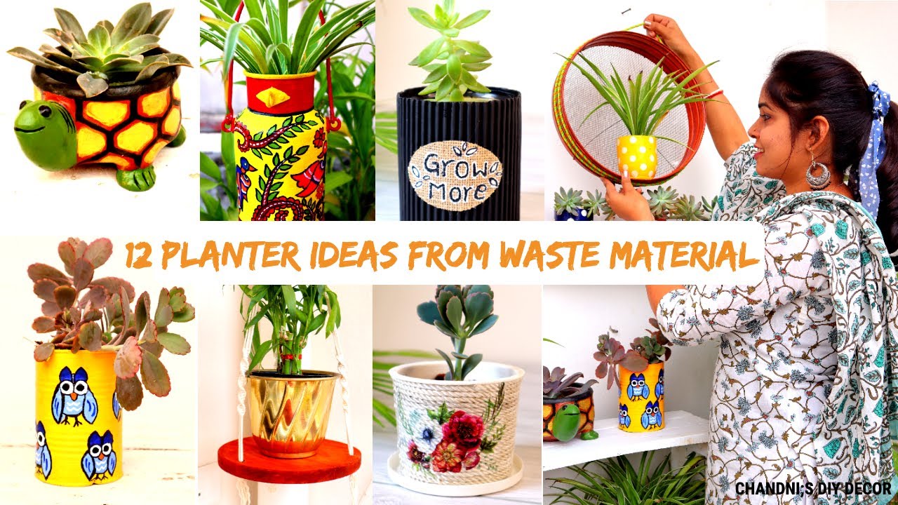 12 Amazing Planters Ideas Using Waste Material || DIY Planter. बेकार पड़ी चीजों से सजाये अपना घर।